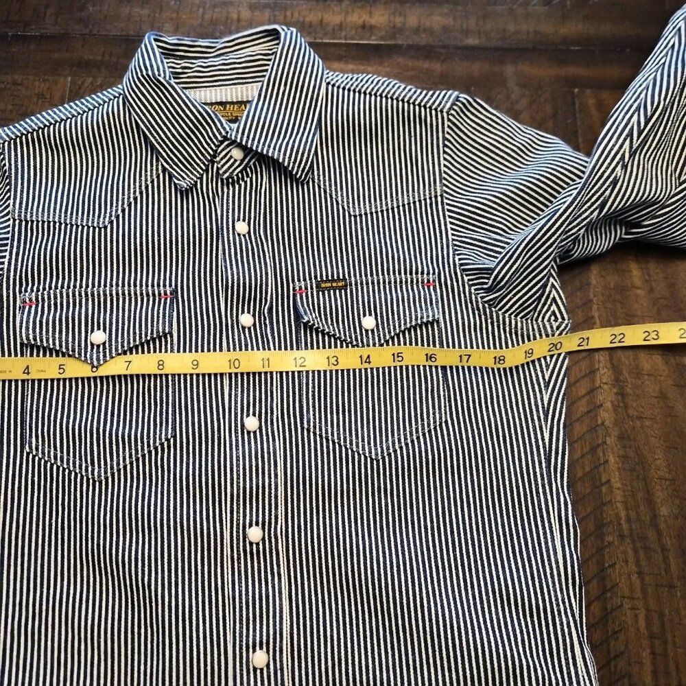 Iron Heart Mens Hickory Stripe Western Shirt Size XS IHSH-421 12 OZ JU - Picture 9 of 12